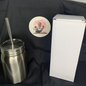 17 oz Stainless Mason Jars with lid, straw and box
