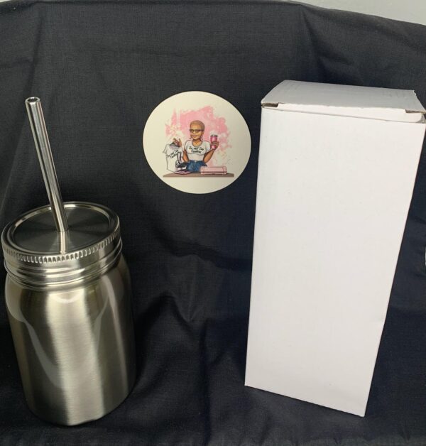 17 oz Stainless Mason Jars with lid, straw and box